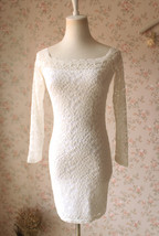 White Lace Dress Long Sleeve Stretchy Lace Sheath Dress Plus Size Party Dress
