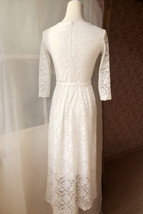 Ivory White Lace Boho Dress long Sleeve Lace Dress Easy Fitted Wedding Plus Size image 4