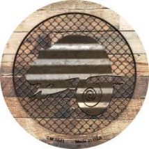 Corrugated Chameleon on Wood Novelty Metal Mini Circle Magnet CM-1043 - $12.95