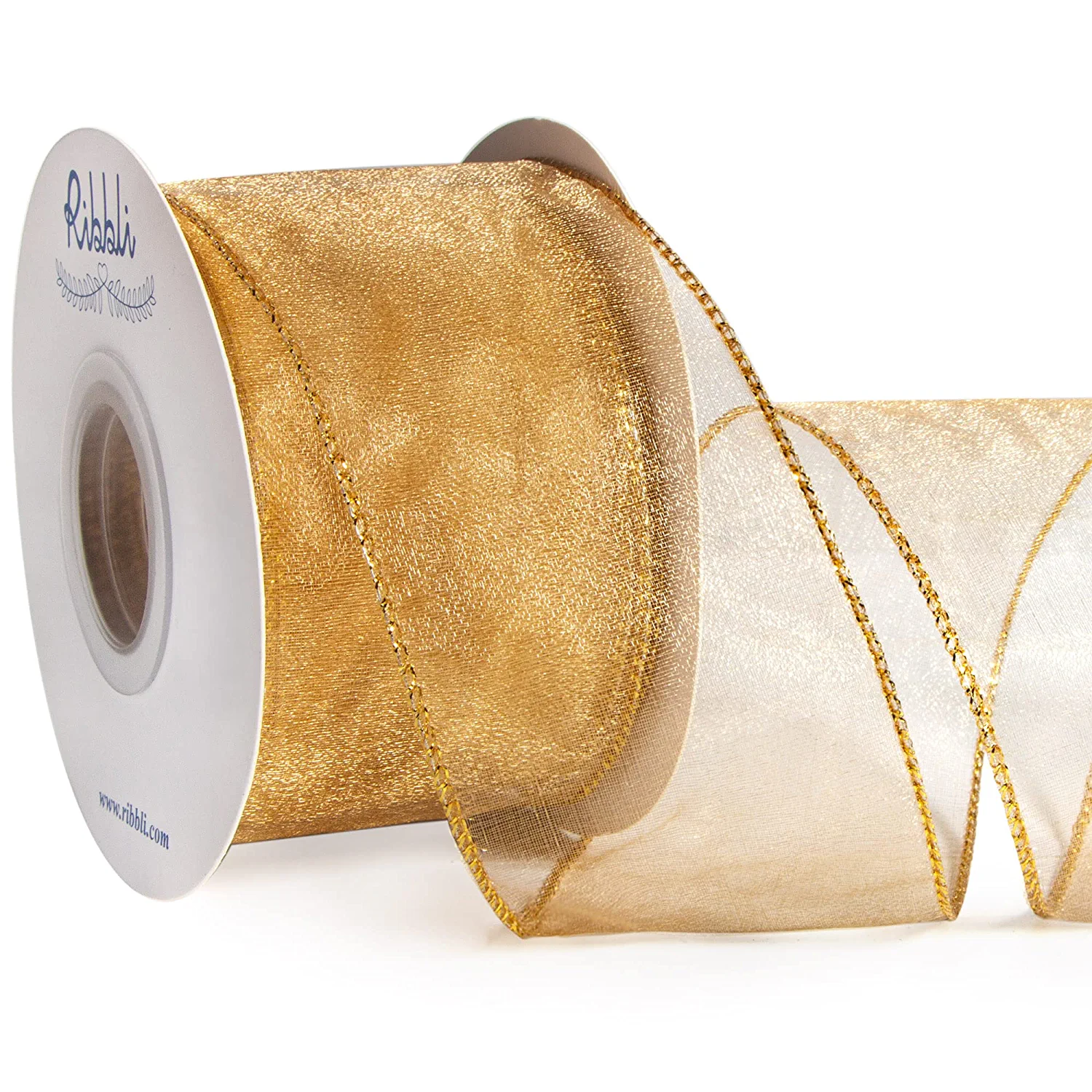 Wired Woven Shimmer Edge Metallic Sheer Ribbon - Perfect for Bows