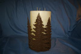 Home Interiors &amp; Gifts Rustic Pines Pillar Holder Trees Evergreen Homco -b - $9.00
