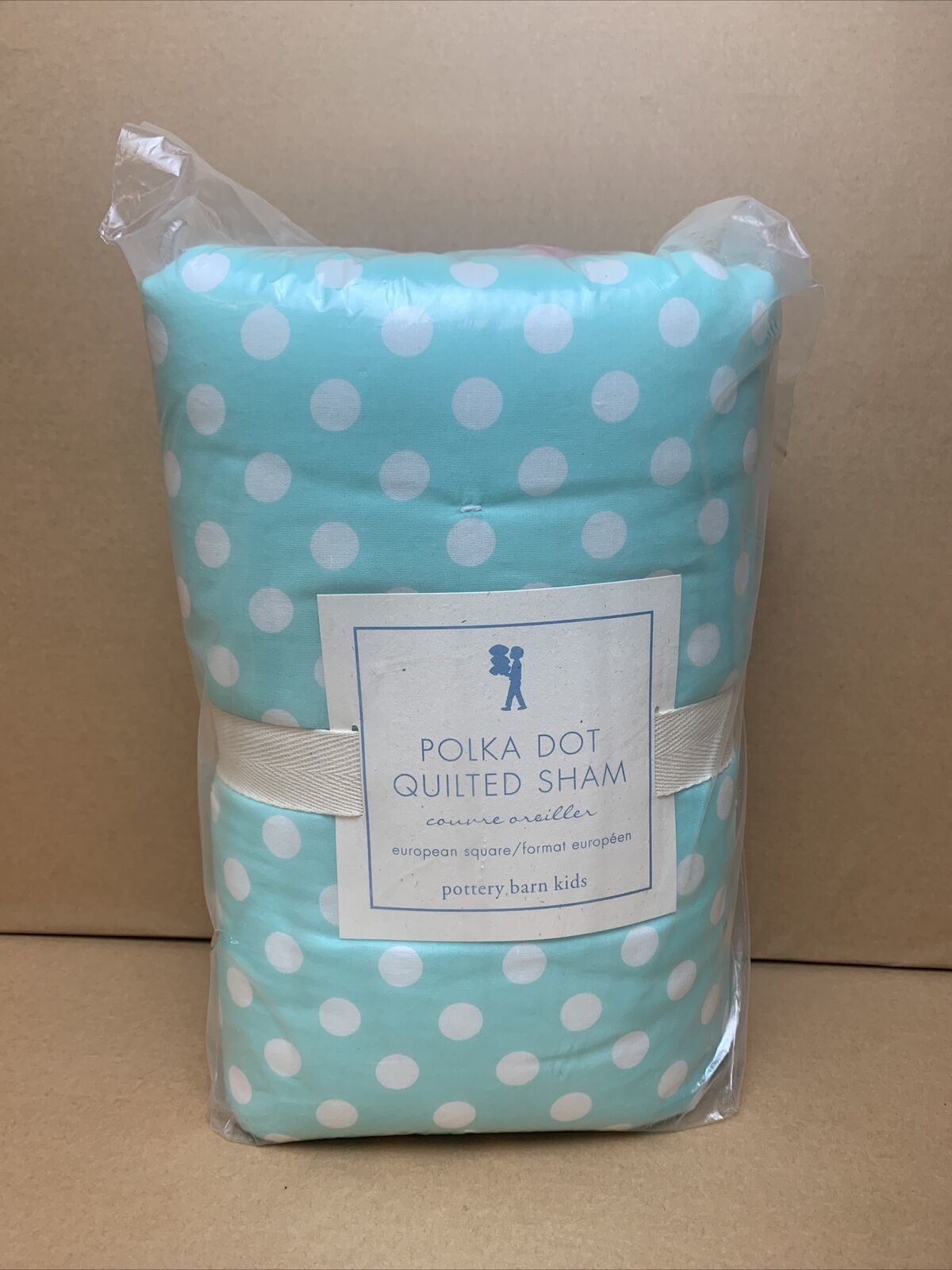 Primary image for Pottery Barn Kids  AQUA BLUE Polka Dot European Square Quilted Pillow Sham - F/S