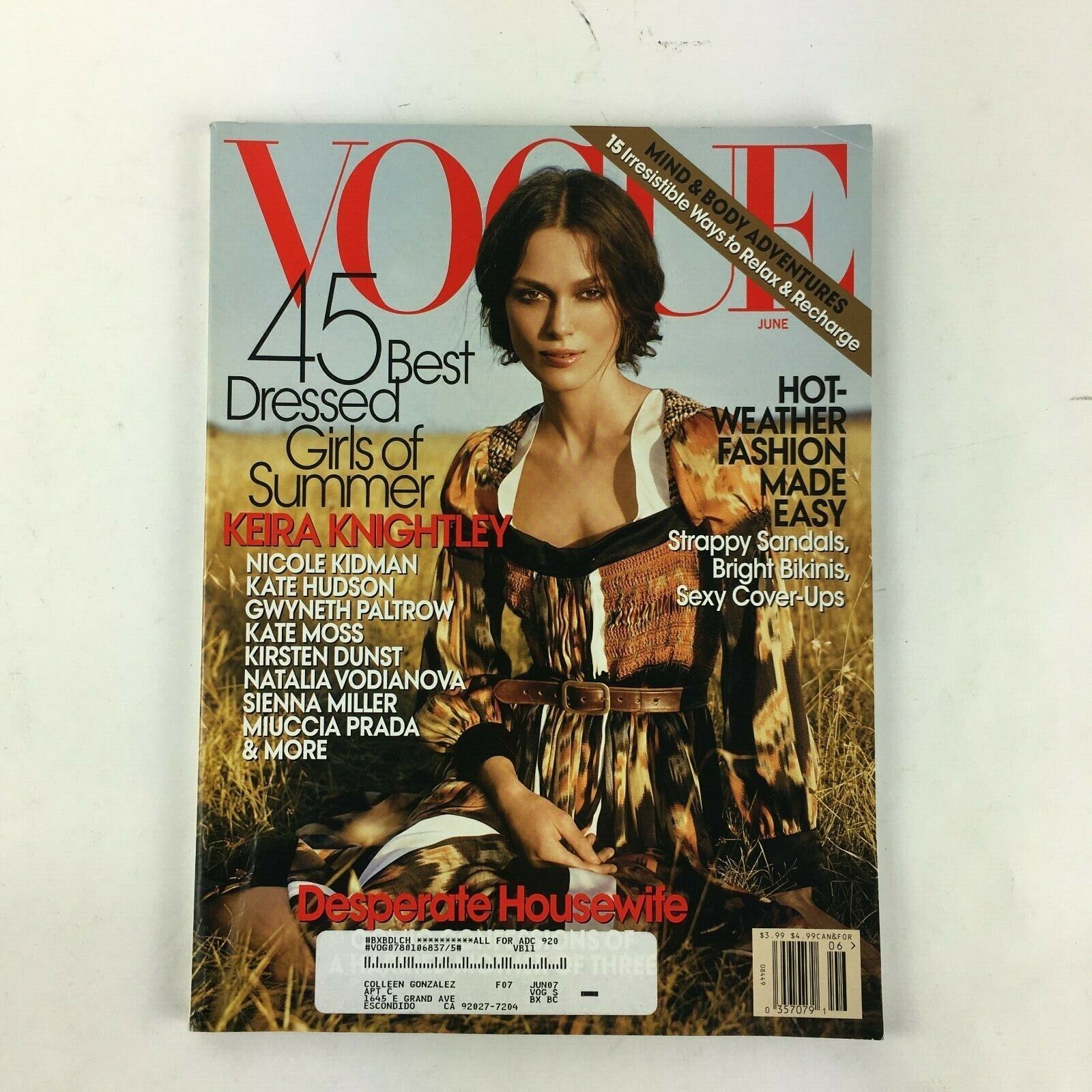 June 2006 Vogue Magazine Desperate Housewife Keira Knightley Strappy ...