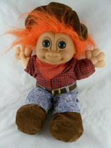 Russ Troll Doll 12&quot; Soft Body Orange Hair  Blue Eyes Western Cowboy outfit - $18.80