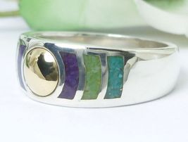Stoneform Sterling/14K Multi-gemstone Opaque Ring Size 7 - $54.00