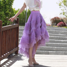 High-low Layered Tulle Skirt Outfit Plus Size Wedding Outfit Purple Tiered Skirt image 1