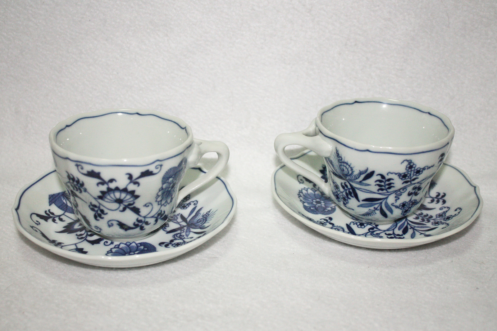 Set of Vintage Blue Ribbed Glass Tea Cup and Saucer Made in Brazil 