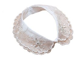 Retro Elegant Lace Beads Detachable False Collar Stand Collar-White Diamond