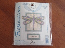STARTED Lot 3x Dimensions Cross Stitch Kit 72638 72642 Dragonfly Pansy - $12.00