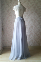 Light Gray Tulle Skirt, Floor Length Tulle Maxi Skirt,  Bridesmaid Skirt Outfit image 8