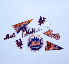 New York Mets Retro, Cotton Fabric, Iron On Appliques, Fabric Patchs 8 Pc, #4 - $9.99