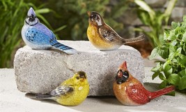 Bird Figurines Set of 4 Cardinal, Blue Jay, Yellow Bird, Home Garden Decor image 2