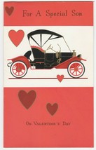 Vintage Valentine Card Old Fashioned Car Model T Flocked Unused Gibson - $7.91