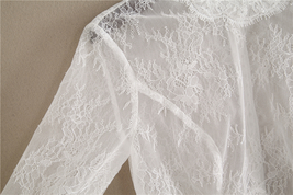 White 3/4 Sleeve Short Lace Tops Bridal Bridesmaid Shirt Boho wedding Plus Size image 5
