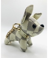 Checkered bulldog keychain, grey/ivory colour  - $16.00