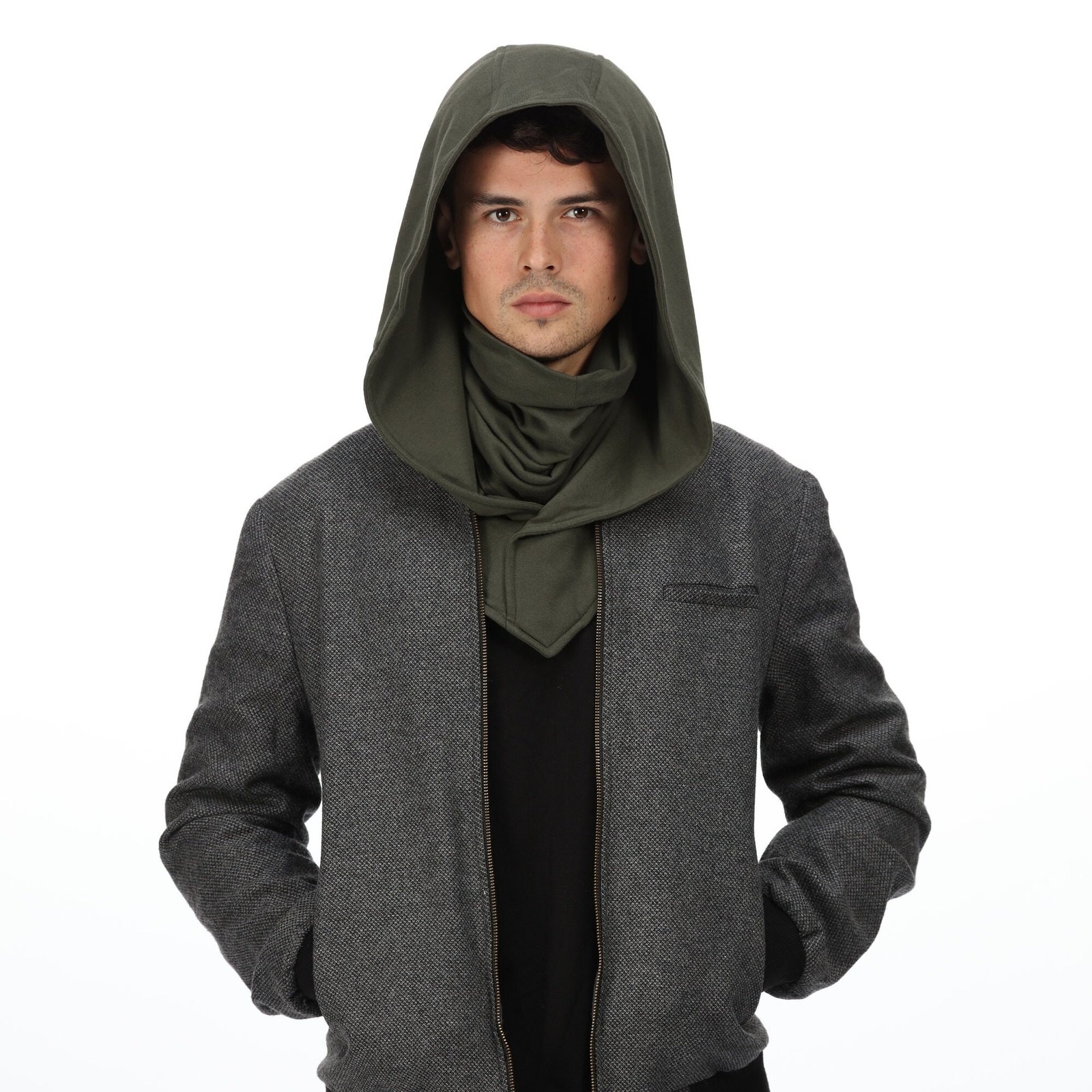 Green Assassins Mask Ren Faire Hood Robin Cosplay Larp Airsoft Tactical