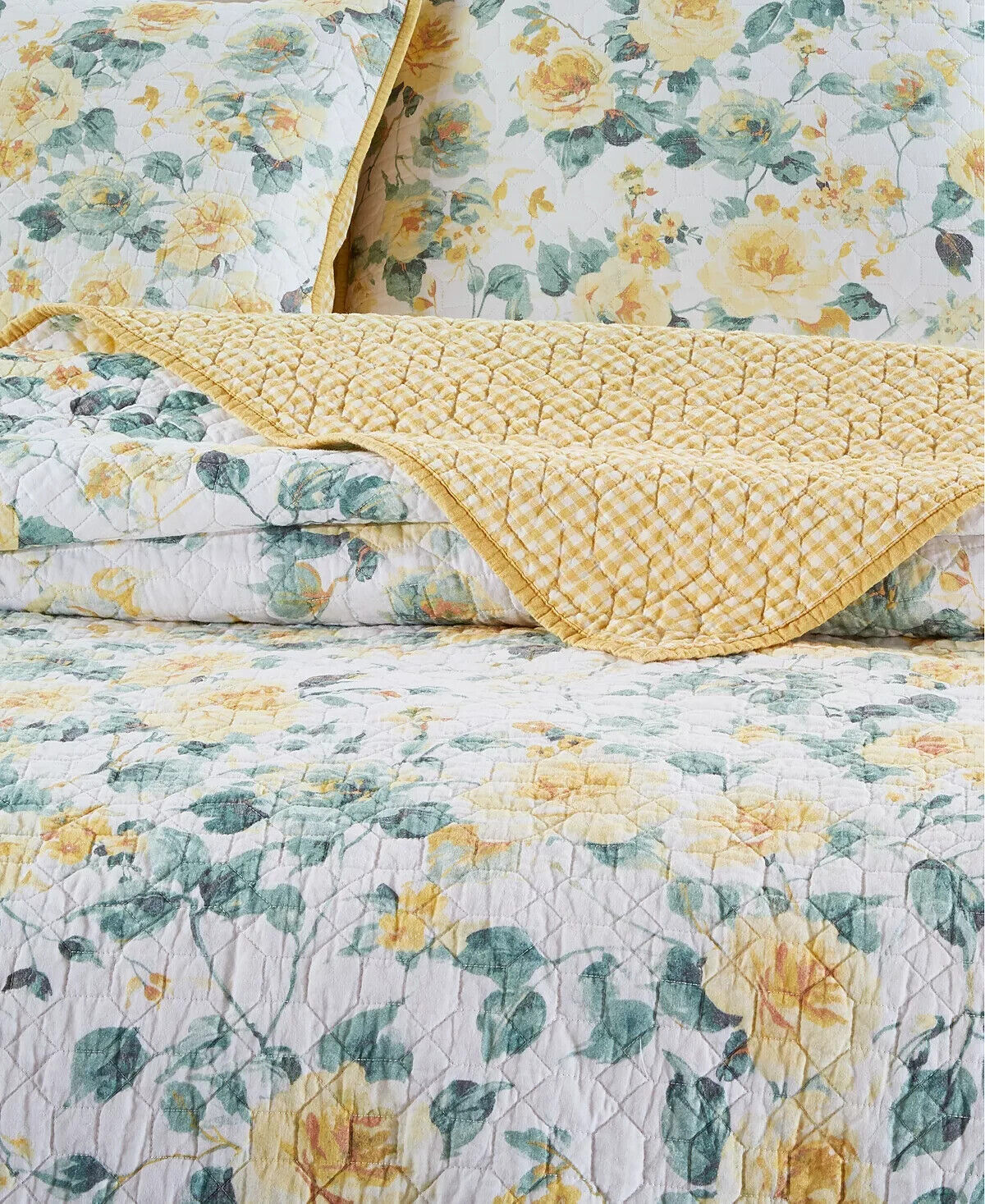 3PC Martha Stewart Collection Garden Floral Full/Queen Quilt Set