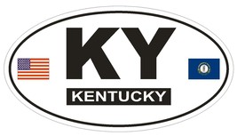 KY Kentucky Oval Bumper Sticker or Helmet Sticker D797 Euro Oval with Flags - $1.39+