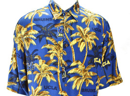 Reyn Spooner Sports UCLA Bruins Casual Hawaiian Shirt Palm Tree Blue Gold Men XL - $89.06