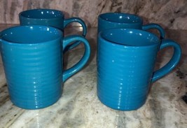 Royal Norfolk Lt Blue Stoneware Coffee Mugs Dinnerware Cups-Set Of 4-RARE-SHIP24 - $54.47