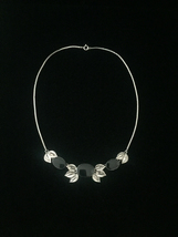 Vintage 60s Black Melamine and Silver Choker Necklace image 1