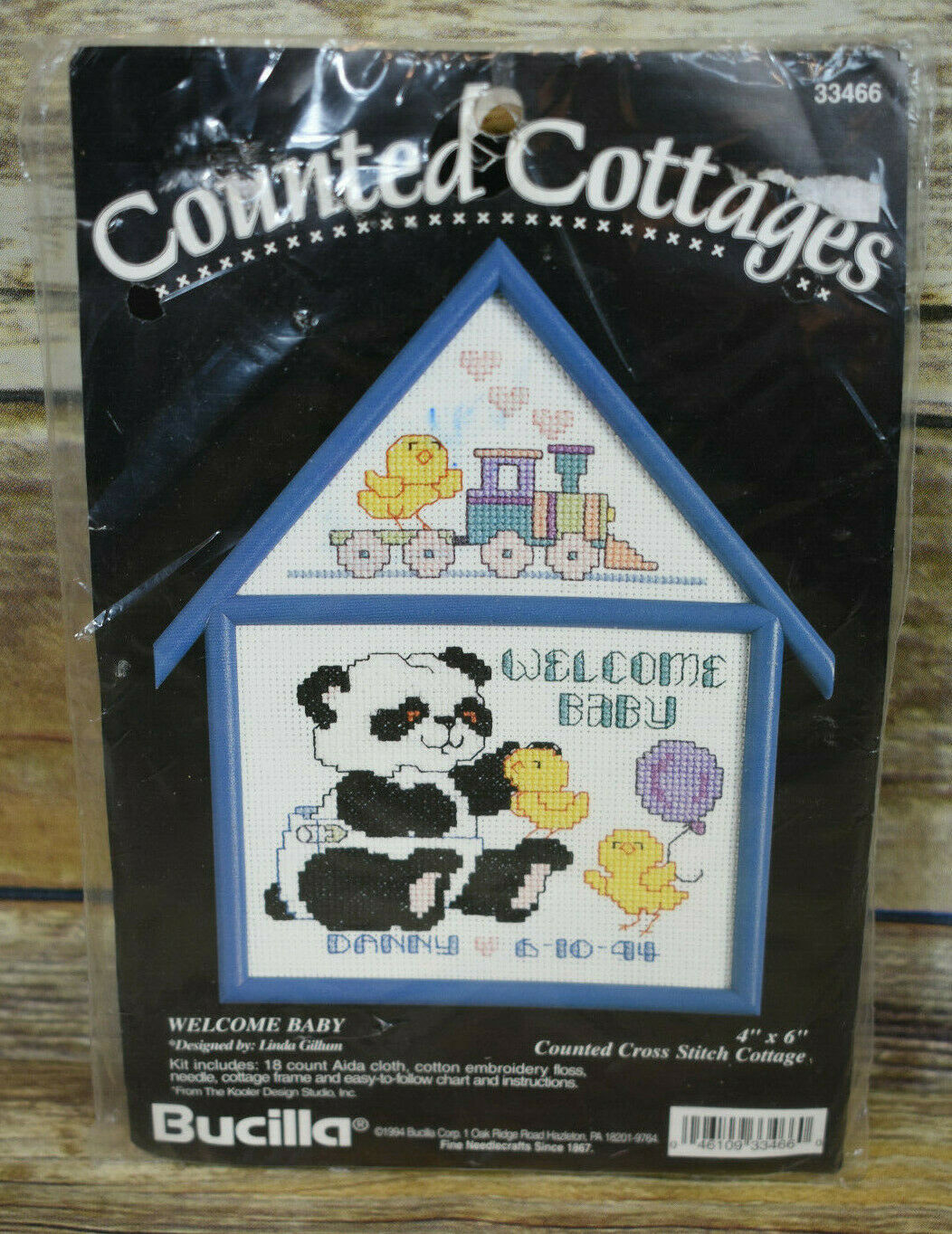 Primary image for Vtg Bucilla Counted Cross Stitch Cottage Welcome Baby Linda Gillum 1994 33466