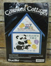 Vtg Bucilla Counted Cross Stitch Cottage Welcome Baby Linda Gillum 1994 33466 - $8.91