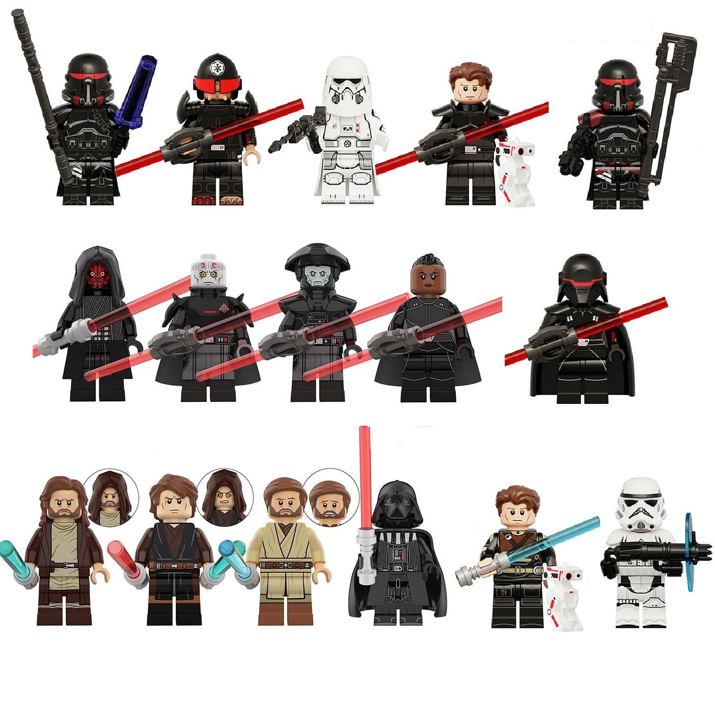 16pcs Star Wars Obi-Wan Darth Vader Inquisitor Reva Purge Troopers ...