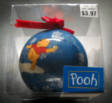 Pooh Christmas Ornament Seasonal Specialties 1998 Disney Lightweight Blue Ball - $6.99