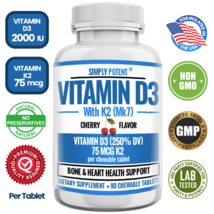 Vitamin D3 K2, Vitamin K2 Plus D3 2000 iu, Vitamin K2 MK7 With D3 Supple... - $17.99