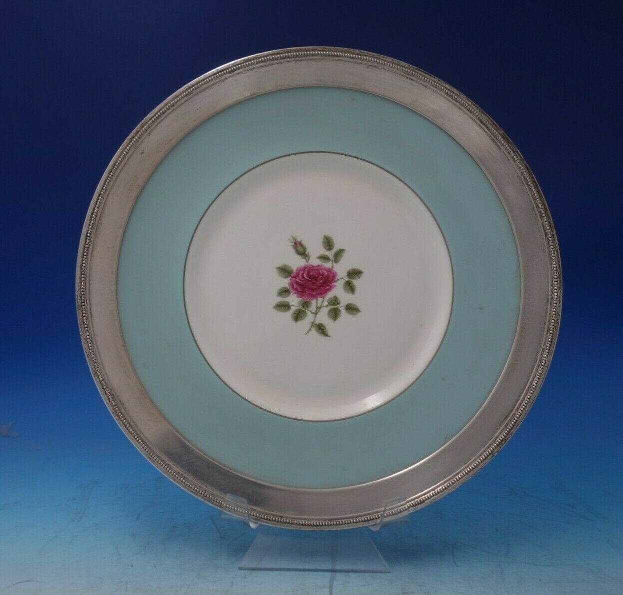 Primary image for Rose Point by Wallace Sterling Silver Royal Doulton China Serving Plate (#5759)