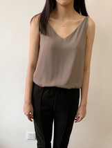 White Chiffon Top V-neck Bridesmaid Tank Tops Summer Women Chiffon Tank US0-US8 image 8