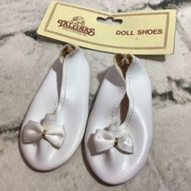Tallinas Doll Shoes White Bows Ballerina Flats Fancy Dress Pair New Old ... - $9.89