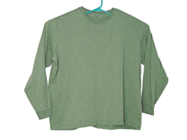 Lands' End Mens Long Sleeve Pullover T-Shirt Sage Green 100% Cotton Size XXL - $25.97