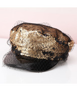 Lady Cotton s Hat Fashion Personality Yarn Sequins Cap Navy Hat Female  ... - $140.00