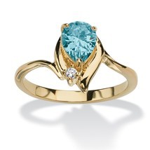 PalmBeach Jewelry Birthstone Gold-Plated Crystal Ring-December-Blue Topaz - $30.82