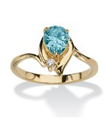 PalmBeach Jewelry Birthstone Gold-Plated Crystal Ring-December-Blue Topaz - $30.82