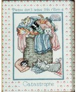 Cross Stitch Catastrophe Bathroom 4 Kittens Cats In Purradise Pillow Pat... - $9.99