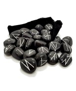 Obsidian Rune Set Crystal Gemstone Divination Plüschbeutel Elder Futhark... - $24.20