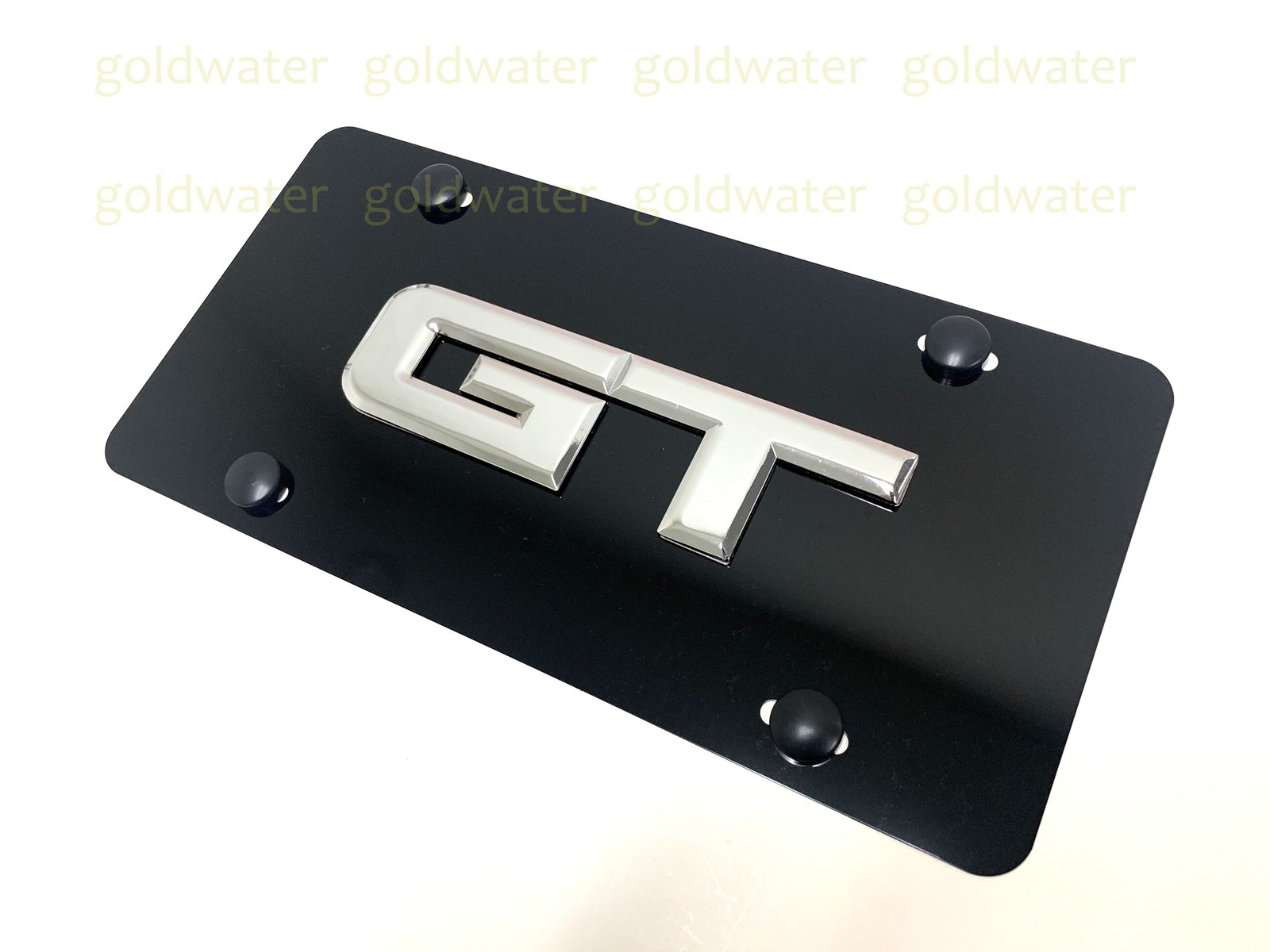 3D GT Emblem Badge Black Aluminum Metal Vanity Front License Plate Tag