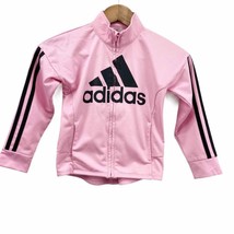 Adidas Youth Girls 6X Full Zip Track Jacket Pink Trefoil Three Stripe Active - $18.30