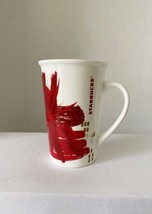 2014 Starbucks Coffee Mug Cup Christmas Red Poinsettia Tall Mug 16 Oz Red & Gold - $12.16