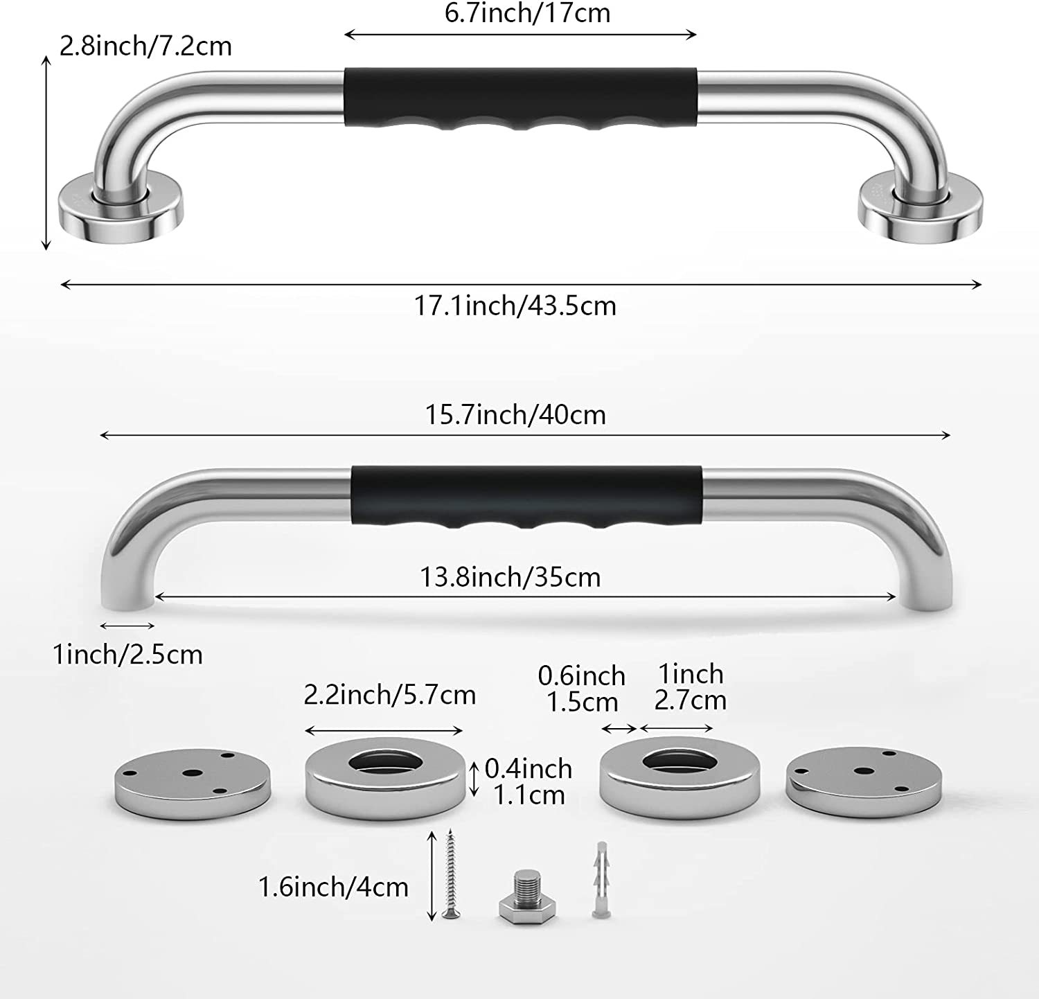 Zuext Sus304 Stainless Steel Bath Grab Bar, Bathroom Balance Bar, Wall Mount Handles & Rails