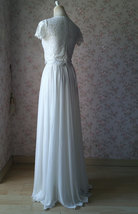 WHITE Side Slit Chiffon Skirt Womens White Maxi Chiffon Skirt Bridesmaid Skirt image 4