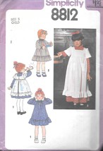 Vintage Simplicity #8812 Girls&#39; Dress &amp; Pinafore - Size 5 UNCUT - $9.90