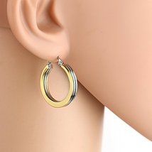 Tricolor Silver, Gold & Rose Tone Hoop Earrings- United Elegance - $21.99