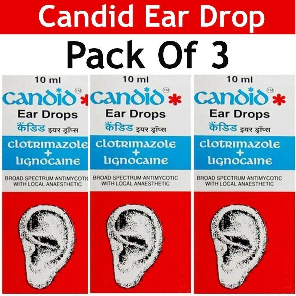Pack Of 3 x 10ml Candid Ear Drop For treatment of fungal infections in