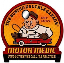 Motor Medic Round Banner Metal Sign - $35.00