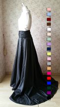 Black High low Maxi Pleated Taffeta Skirt Ball Prom Skirt Outfit Plus Size image 4