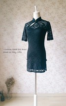 Women Chinese Style Short Sleeve Black Lace Dress Short Black Lace Party Dresses image 6